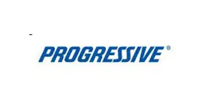 A blue and white logo for progressive.